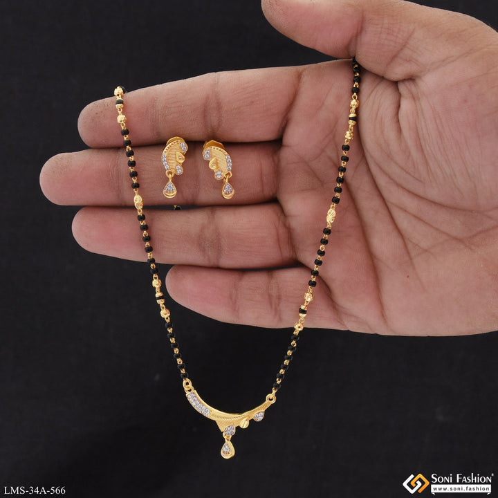 Soni Fashion - Mangalsutra Set - 1 Gram Gold Plated Chic Design Mangalsutra Set for Women - Style A566