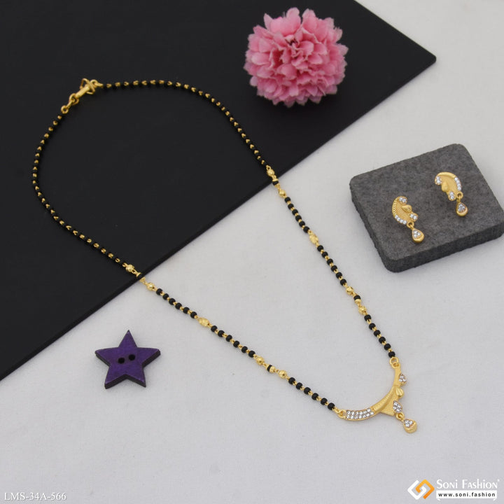 Soni Fashion - Mangalsutra Set - 1 Gram Gold Plated Chic Design Mangalsutra Set for Women - Style A566