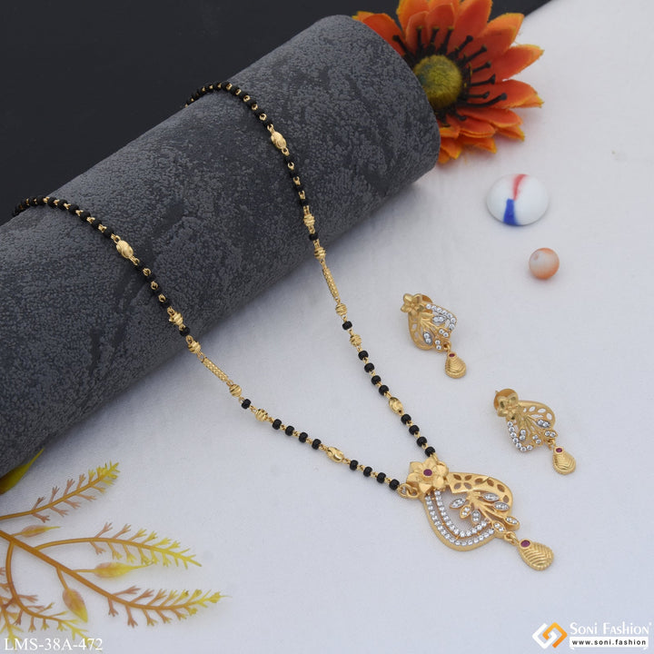 Soni Fashion - Mangalsutra Set - 1 Gram Gold Plated with Diamond Cool Design Mangalsutra Set for Women - Style A472