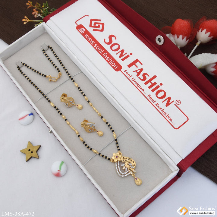 Soni Fashion - Mangalsutra Set - 1 Gram Gold Plated with Diamond Cool Design Mangalsutra Set for Women - Style A472
