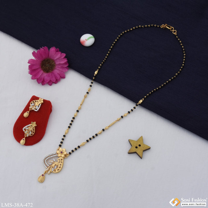 Soni Fashion - Mangalsutra Set - 1 Gram Gold Plated with Diamond Cool Design Mangalsutra Set for Women - Style A472