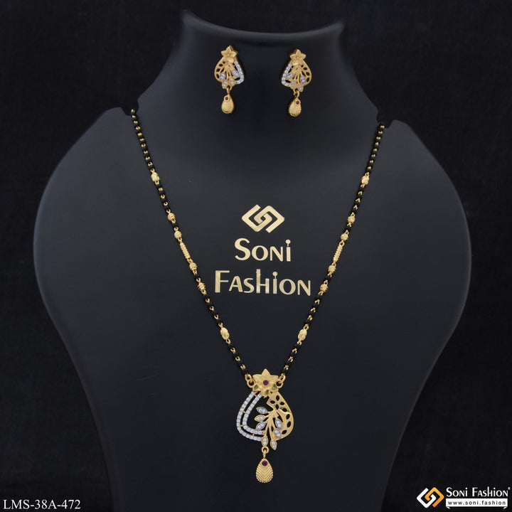 Soni Fashion - Mangalsutra Set - 1 Gram Gold Plated with Diamond Cool Design Mangalsutra Set for Women - Style A472