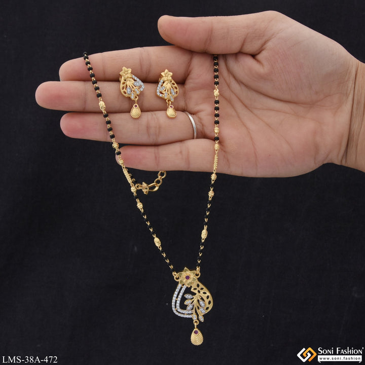 Soni Fashion - Mangalsutra Set - 1 Gram Gold Plated with Diamond Cool Design Mangalsutra Set for Women - Style A472