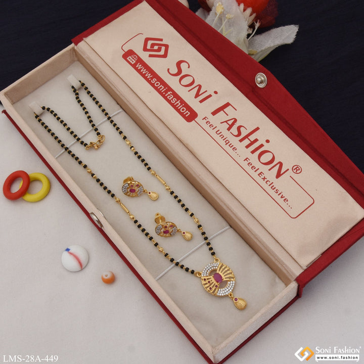 Soni Fashion - Mangalsutra Set - 1 Gram Gold Plated with Diamond Designer Mangalsutra Set for Women - Style A449