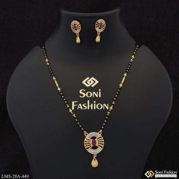 Soni Fashion - Mangalsutra Set - 1 Gram Gold Plated with Diamond Designer Mangalsutra Set for Women - Style A449