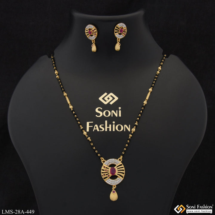 Soni Fashion - Mangalsutra Set - 1 Gram Gold Plated with Diamond Designer Mangalsutra Set for Women - Style A449