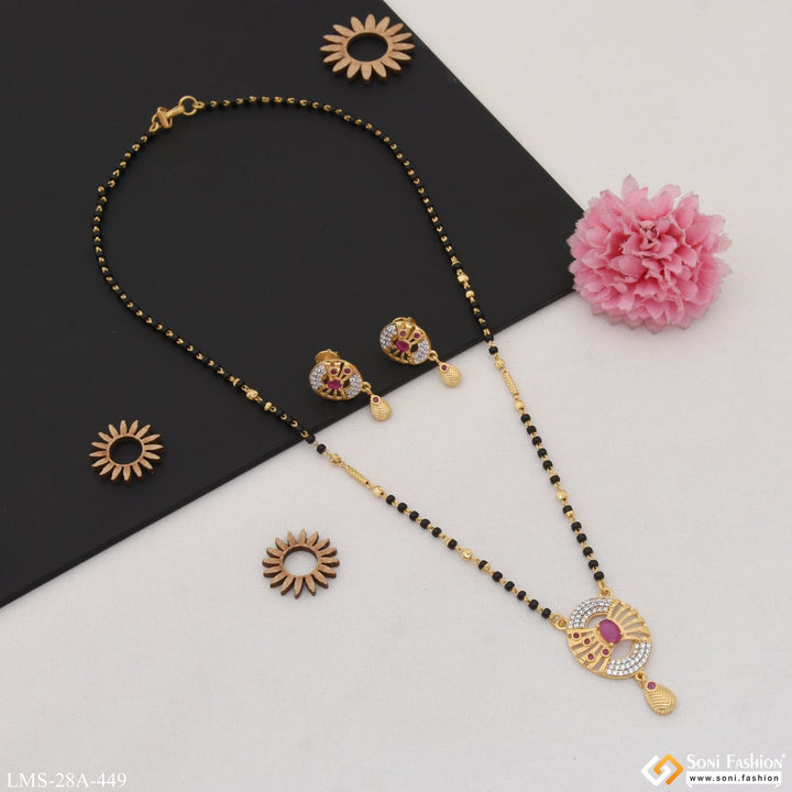 Soni Fashion - Mangalsutra Set - 1 Gram Gold Plated with Diamond Designer Mangalsutra Set for Women - Style A449