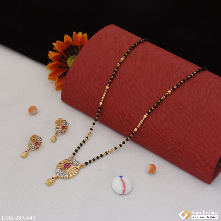 Soni Fashion - Mangalsutra Set - 1 Gram Gold Plated with Diamond Designer Mangalsutra Set for Women - Style A449