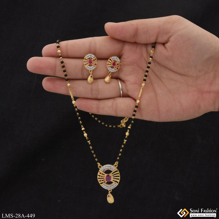 Soni Fashion - Mangalsutra Set - 1 Gram Gold Plated with Diamond Designer Mangalsutra Set for Women - Style A449