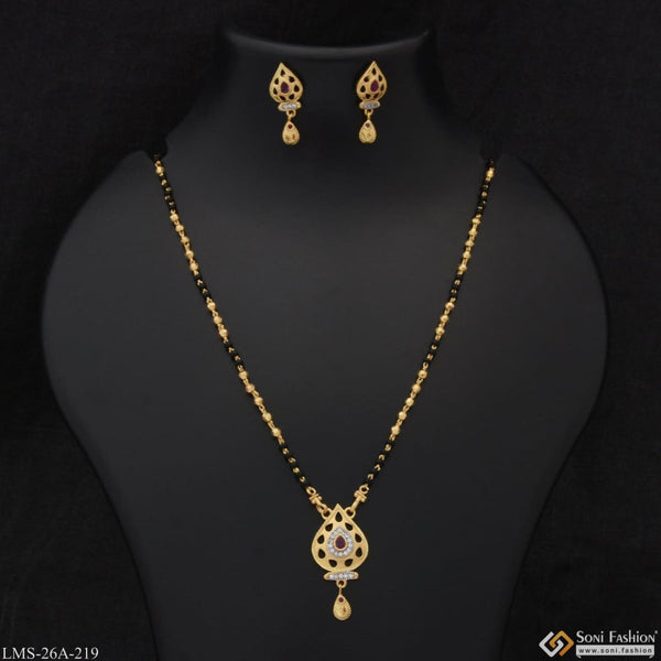 Soni Fashion - Mangalsutra Set - 1 Gram Gold Plated With Diamond Latest Design Mangalsutra Set For Women - Style A219
