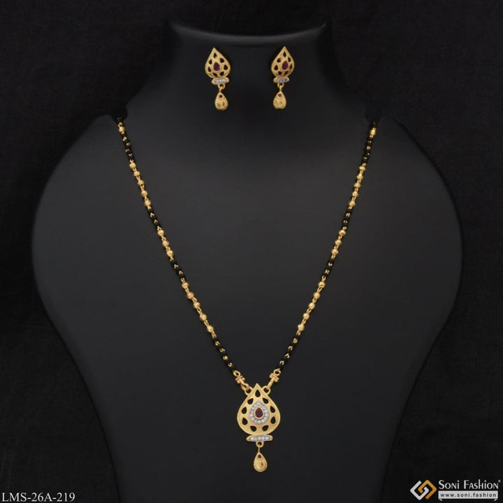 Soni Fashion - Mangalsutra Set - 1 Gram Gold Plated With Diamond Latest Design Mangalsutra Set For Women - Style A219
