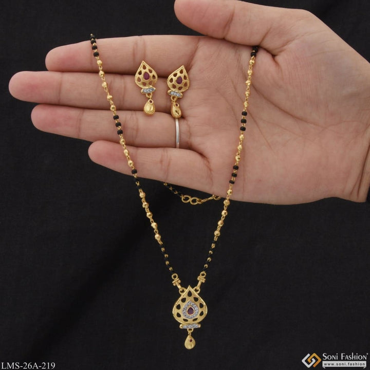 Soni Fashion - Mangalsutra Set - 1 Gram Gold Plated With Diamond Latest Design Mangalsutra Set For Women - Style A219