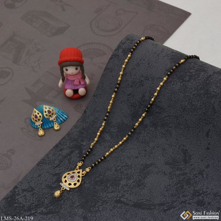 Soni Fashion - Mangalsutra Set - 1 Gram Gold Plated With Diamond Latest Design Mangalsutra Set For Women - Style A219