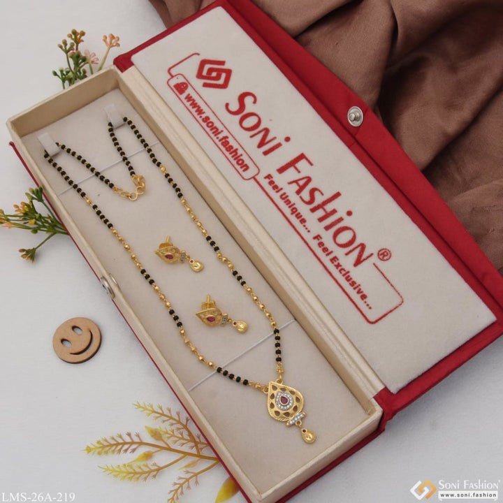 Soni Fashion - Mangalsutra Set - 1 Gram Gold Plated With Diamond Latest Design Mangalsutra Set For Women - Style A219