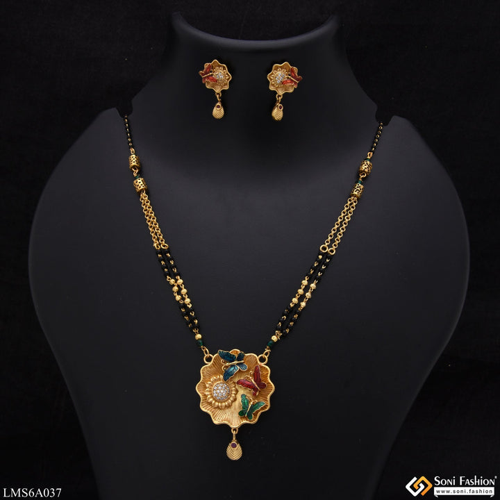 Soni Fashion - Mangalsutra Set - Butterfly With Diamond Attention-getting Design Gold Plated Mangalsutra Set - Style Lmsa037