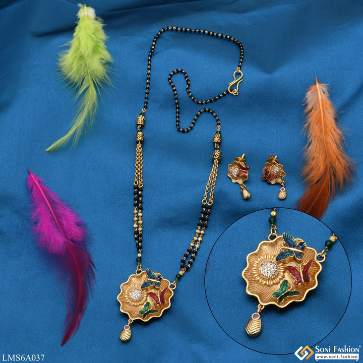 Soni Fashion - Mangalsutra Set - Butterfly With Diamond Attention-getting Design Gold Plated Mangalsutra Set - Style Lmsa037