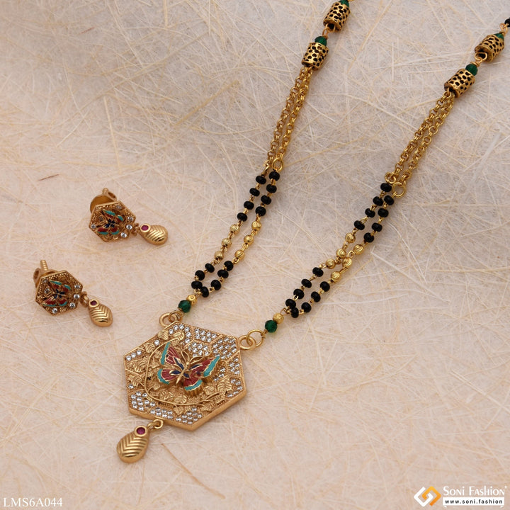 Soni Fashion - Mangalsutra Set - Butterfly With Diamond Sparkling Design Gold Plated Mangalsutra Set - Style Lmsa044