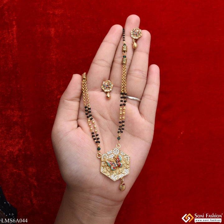 Soni Fashion - Mangalsutra Set - Butterfly With Diamond Sparkling Design Gold Plated Mangalsutra Set - Style Lmsa044