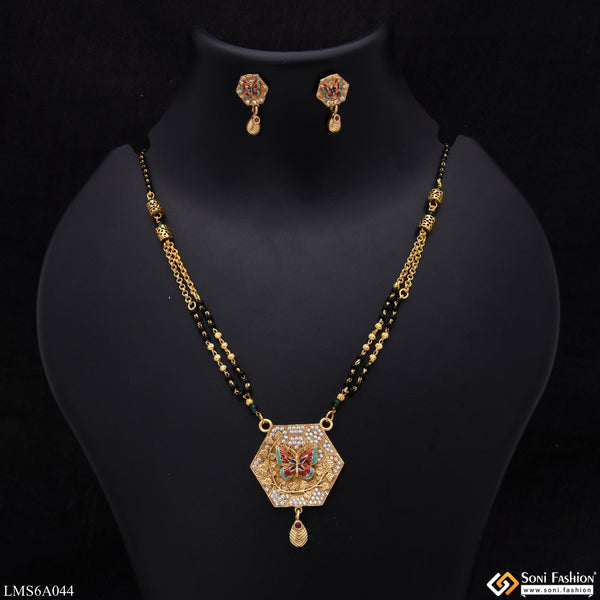 Soni Fashion - Mangalsutra Set - Butterfly With Diamond Sparkling Design Gold Plated Mangalsutra Set - Style Lmsa044