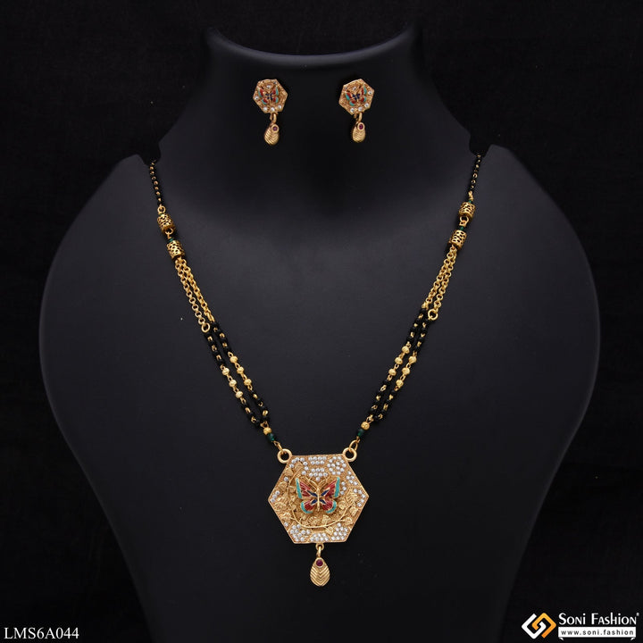 Soni Fashion - Mangalsutra Set - Butterfly With Diamond Sparkling Design Gold Plated Mangalsutra Set - Style Lmsa044