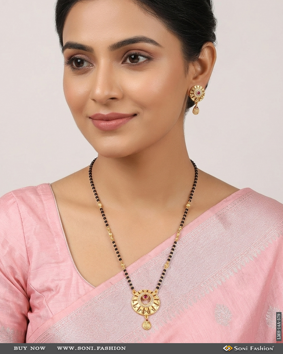 Soni Fashion - Mangalsutra Set - Gold Plated 1 Line Short Mangalsutra Set for Women | Party Mangalsutra - Style A579