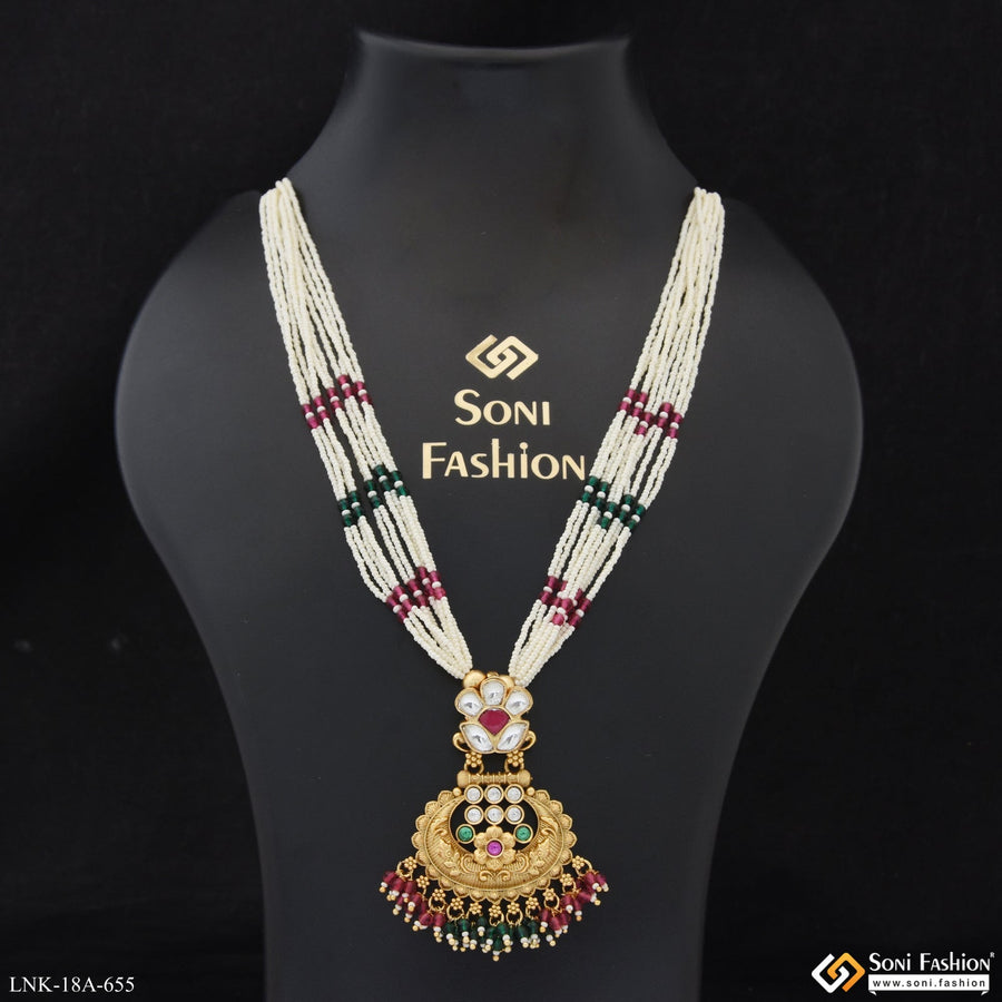 Soni Fashion - Necklace - Opulent Design Gold Plated Antique Necklace for Women - Style A655
