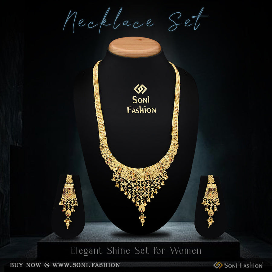 Soni Fashion - Necklace Set - 1 Gram Gold Plated Fashionable Rani Haar Necklace Set for Women - Style A717