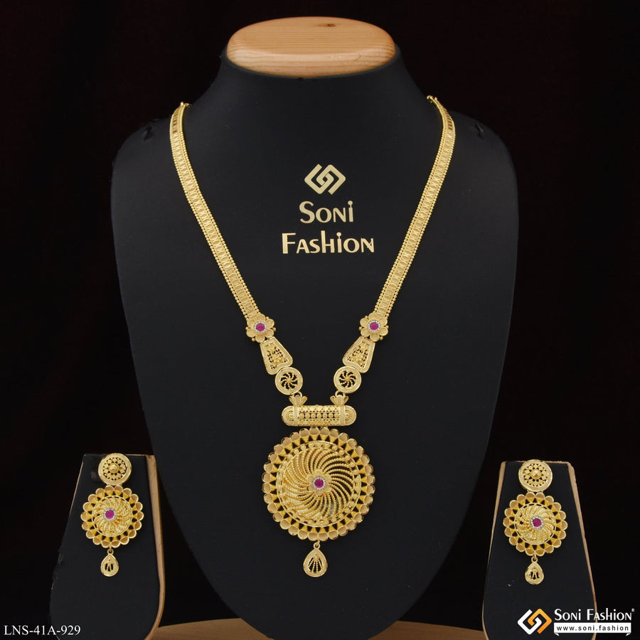 Soni Fashion - Necklace Set - 1 Gram Gold Plated Graceful Design Necklace Set for Women - Style A929