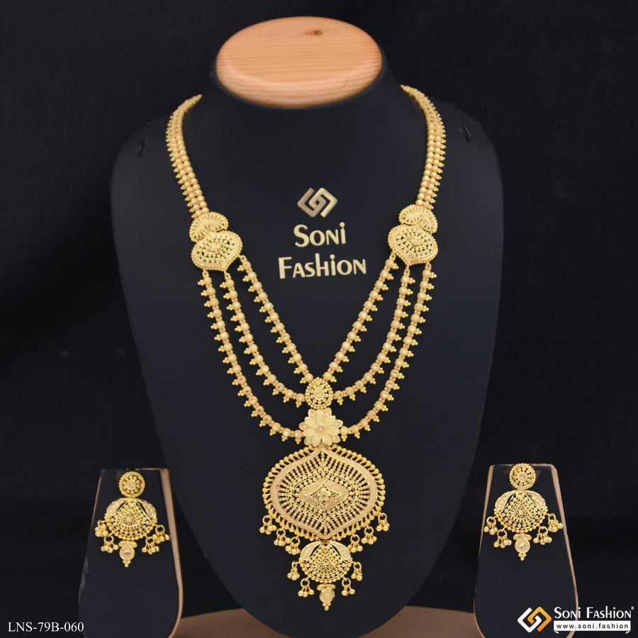 Soni Fashion - Necklace Set - 1 Gram Gold Plated High-Class Design Rani Haar Necklace Set for Women - Style B060