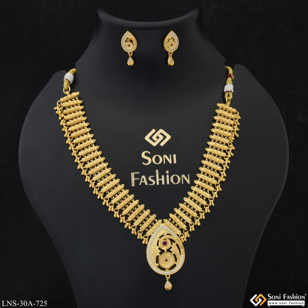 Soni Fashion - Necklace Set - Dazzling Design Unique Design Gold Plated Necklace Set for Women - Style A725