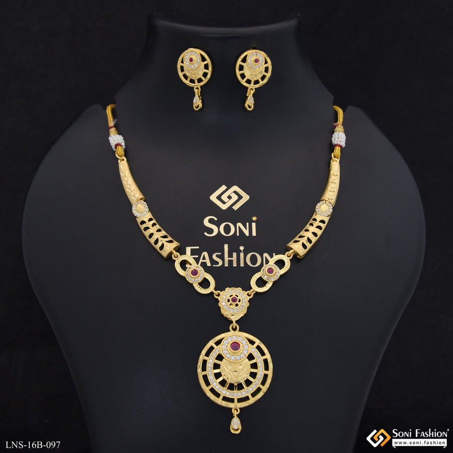 Soni Fashion - Necklace Set - Gorgeous Design Gold Plated Necklace Set for Women - Style B097