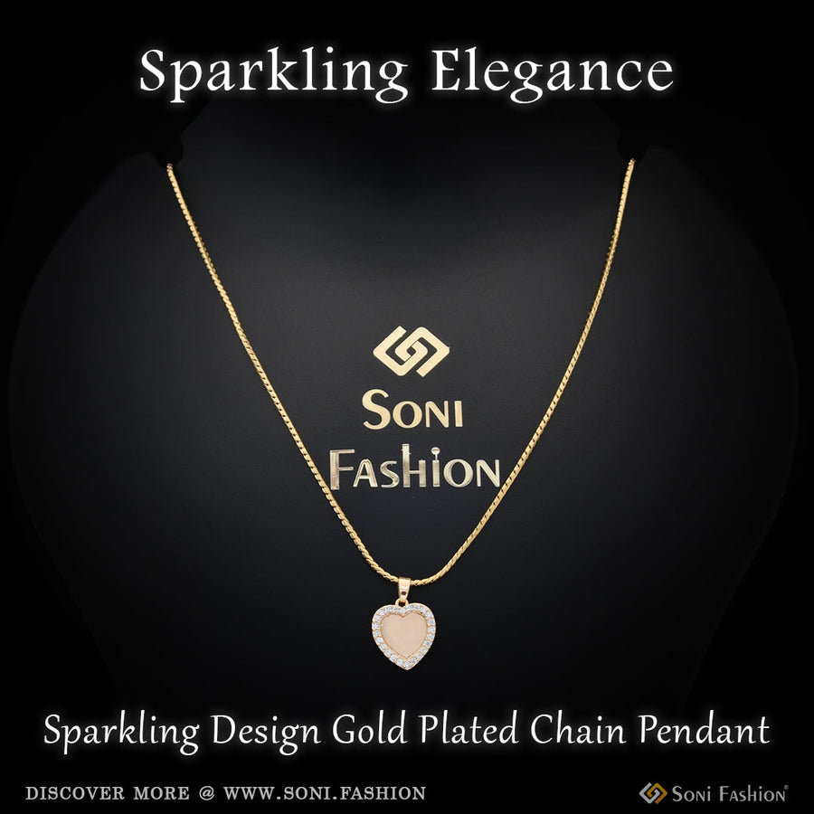 Soni Fashion - Necklace - Sparkling Design Gold Plated Chain Pendant for Ladies - Style A538