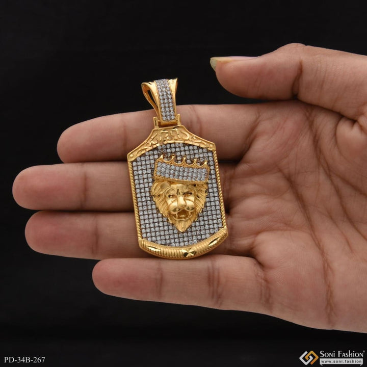 Soni Fashion - pendant - 1 Gram Gold Plated Crown On Lion With Diamond Best Quality Pendant - Style B267