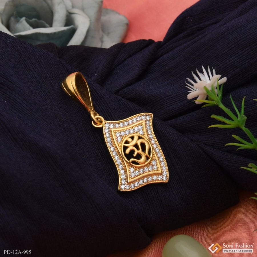 Soni Fashion - pendant - 1 Gram Gold Plated Om With Diamond Fashionable Design Pendant For Men - Style A995
