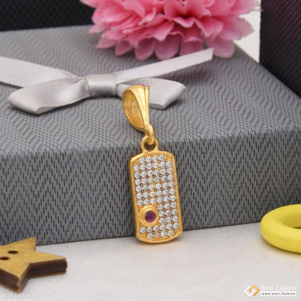 Soni Fashion - pendant - 1 Gram Gold Plated Square with Diamond Funky Design Pendant for Men - Style B004
