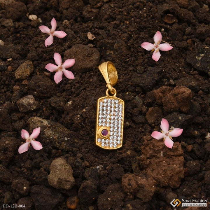 Soni Fashion - pendant - 1 Gram Gold Plated Square with Diamond Funky Design Pendant for Men - Style B004