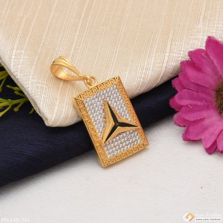 Soni Fashion - pendant - 1 Gram Gold Plated Triangle with Diamond Best Quality Pendant for Men - Style B544