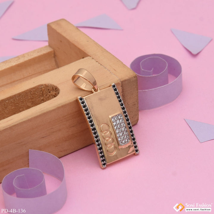 Soni Fashion - pendant - 4 Round with Diamond Finely Detailed Design Rose Gold Pendant for Men - Style B136