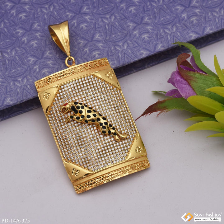 Soni Fashion - pendant - Big Jaguar Diamond Pendant Premium-grade Quality Gold Plated For Men - Style A375