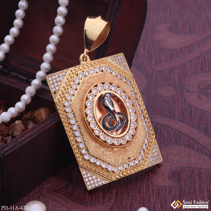 Soni Fashion - pendant - Big Size Goga Maharaj With Black Colors & Diamonds Rectangle Gold Plated Pendant - Style A427