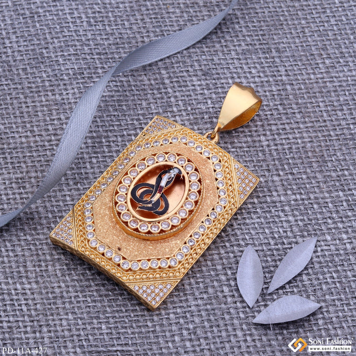 Soni Fashion - pendant - Big Size Goga Maharaj With Black Colors & Diamonds Rectangle Gold Plated Pendant - Style A427