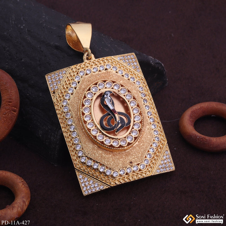 Soni Fashion - pendant - Big Size Goga Maharaj With Black Colors & Diamonds Rectangle Gold Plated Pendant - Style A427