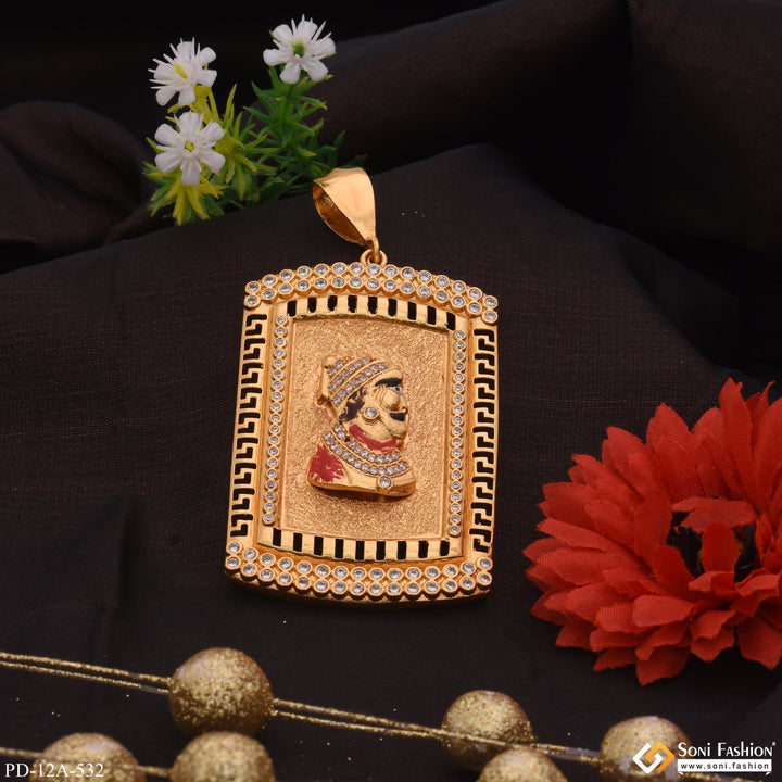 Soni Fashion - pendant - Chatrapati Shivaji Maharaj In Attractive Background Diamonds Gold Plated Pendant - Style A532