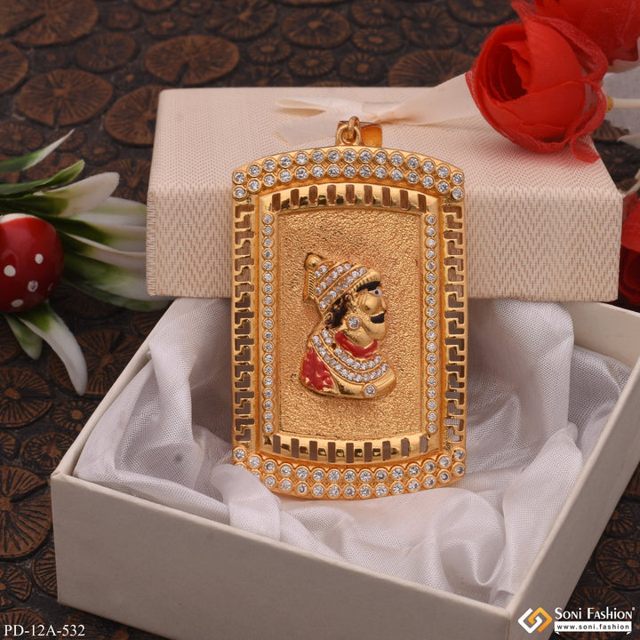 Soni Fashion - pendant - Chatrapati Shivaji Maharaj In Attractive Background Diamonds Gold Plated Pendant - Style A532