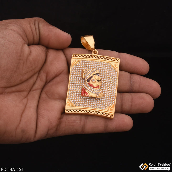 Soni Fashion - pendant - Chatrapati Shivaji Maharaj In Diamond Gold Plated Attractive Pendant - Style A564