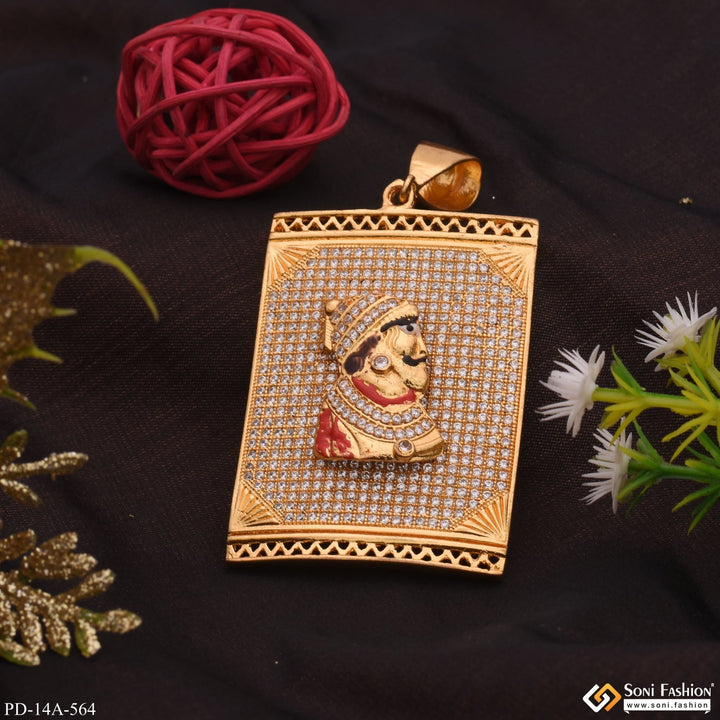 Soni Fashion - pendant - Chatrapati Shivaji Maharaj In Diamond Gold Plated Attractive Pendant - Style A564