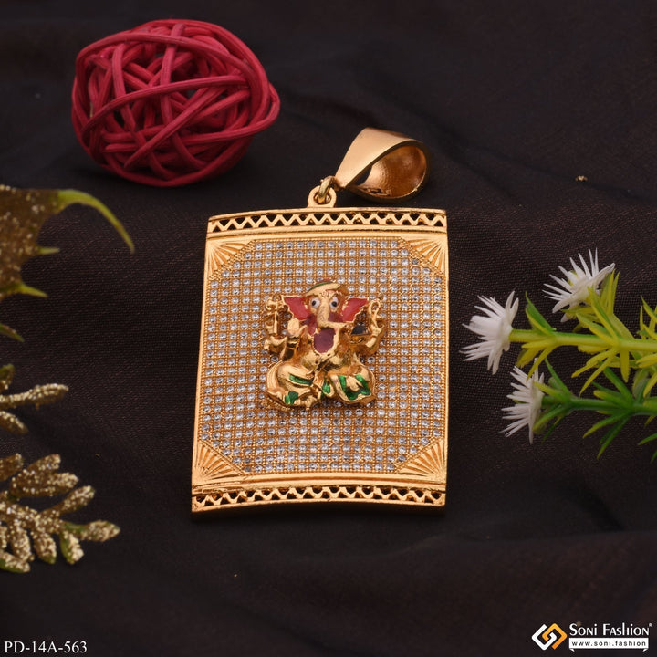 Soni Fashion - pendant - Ganesha In Diamond Gold Plated Attractive Pendant - Style A563