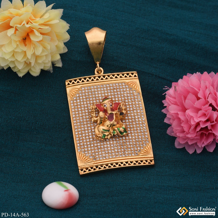 Soni Fashion - pendant - Ganesha In Diamond Gold Plated Attractive Pendant - Style A563
