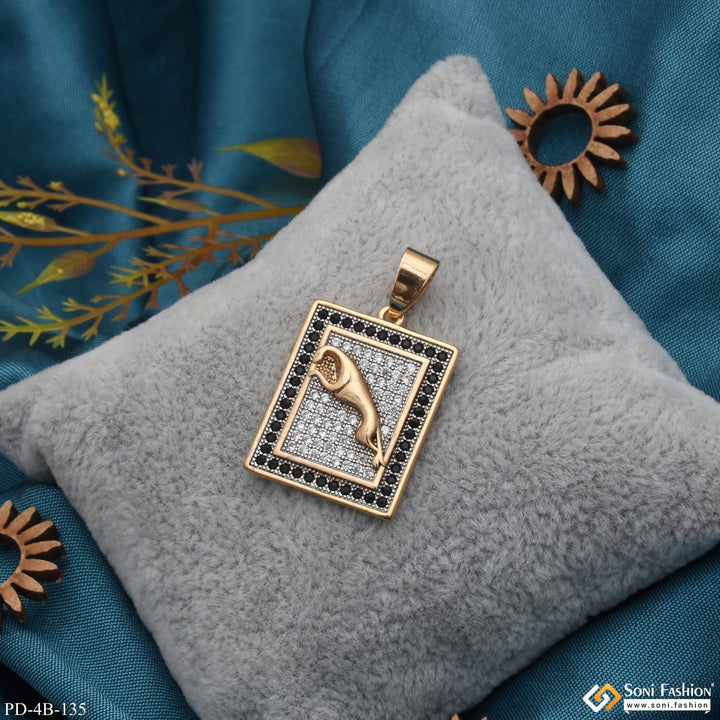 Soni Fashion - pendant - Jaguar With Diamond Finely Detailed Design Rose Gold Pendant For Men - Style B135