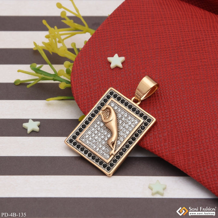 Soni Fashion - pendant - Jaguar With Diamond Finely Detailed Design Rose Gold Pendant For Men - Style B135